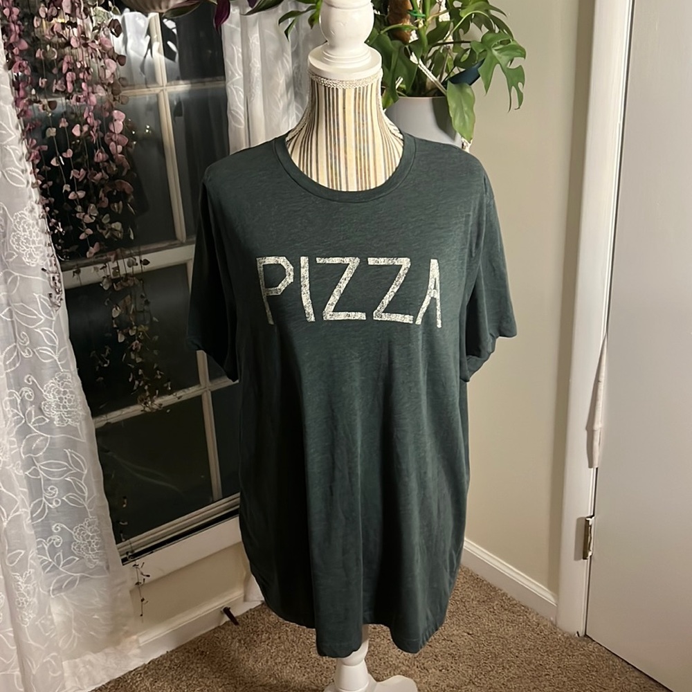 J Crew Green Tee T Shirt T-Shirt Pizza - Size XL